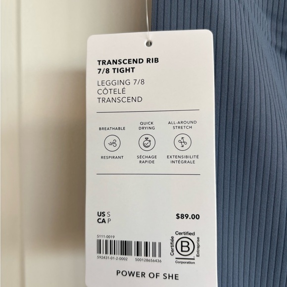 Athleta Transcend Set - 7/8 Leggings + Crop Tank in Slate (New with tags) - Picture 8 of 8